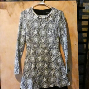 NWOT Plastic Island black & white floral mini dress